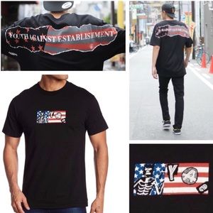 VOLCOM Y.A.E. Flag Tee NWT Size Large Black